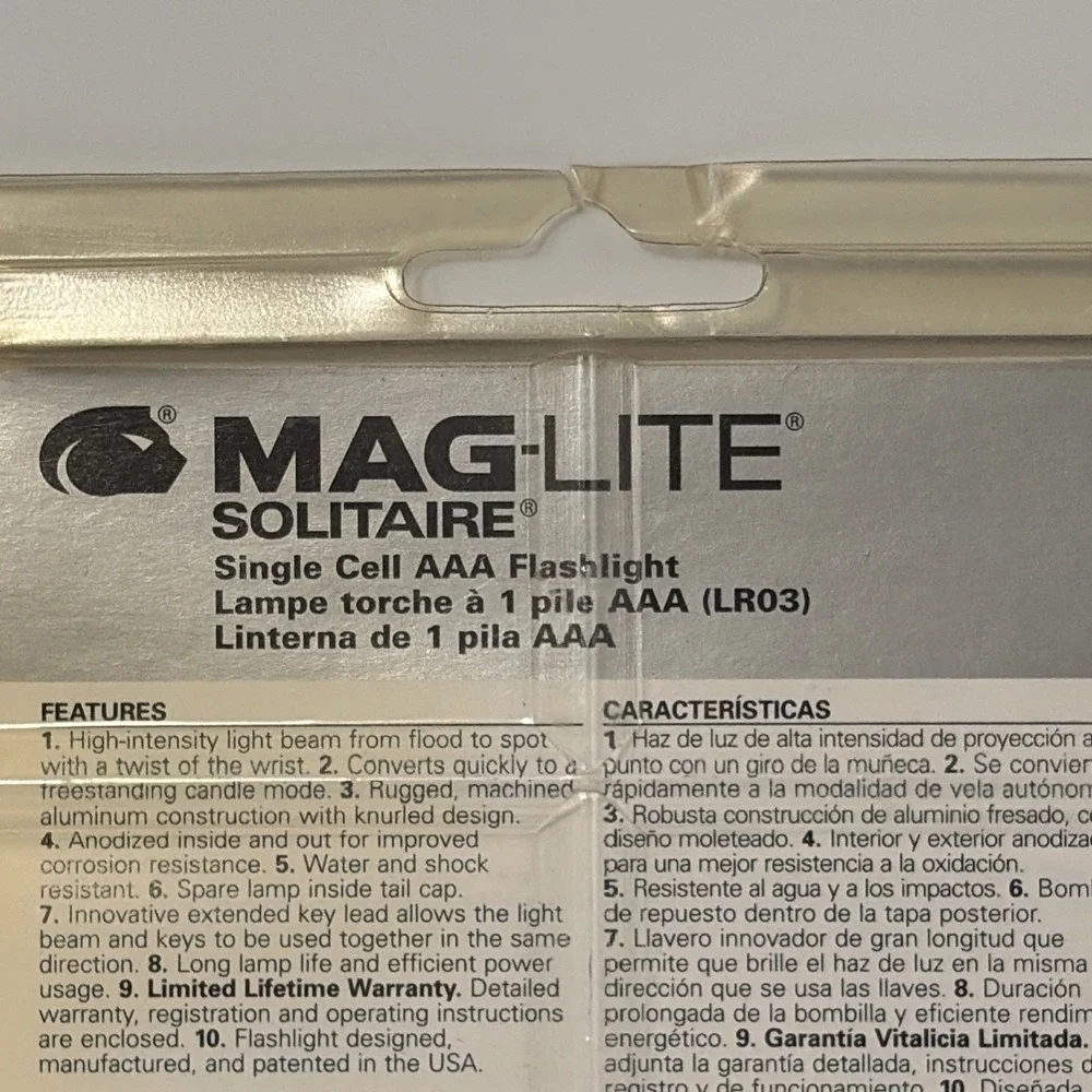 Maglite LED Solitaire Black 1 cell AAA Flashlight Mag-lite/New Old‎ Stock/1997